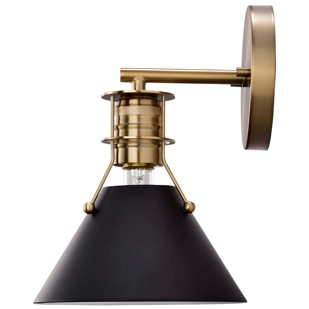 Outpost 1-Light Wall Sconce Matte Black with Burnished Brass