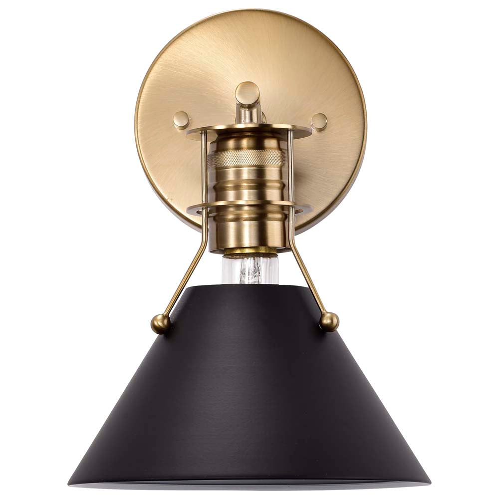 Outpost 1-Light Wall Sconce Matte Black with Burnished Brass