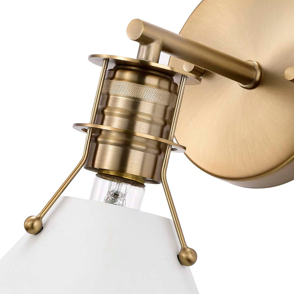 Outpost 1-Light Wall Sconce Matte White with Burnished Brass