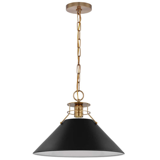 Outpost 1-Light Large Pendant Matte Black with Burnished Brass