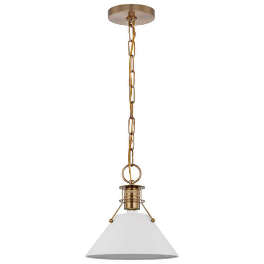 Outpost 1-Light Large Pendant Matte White with Burnished Brass