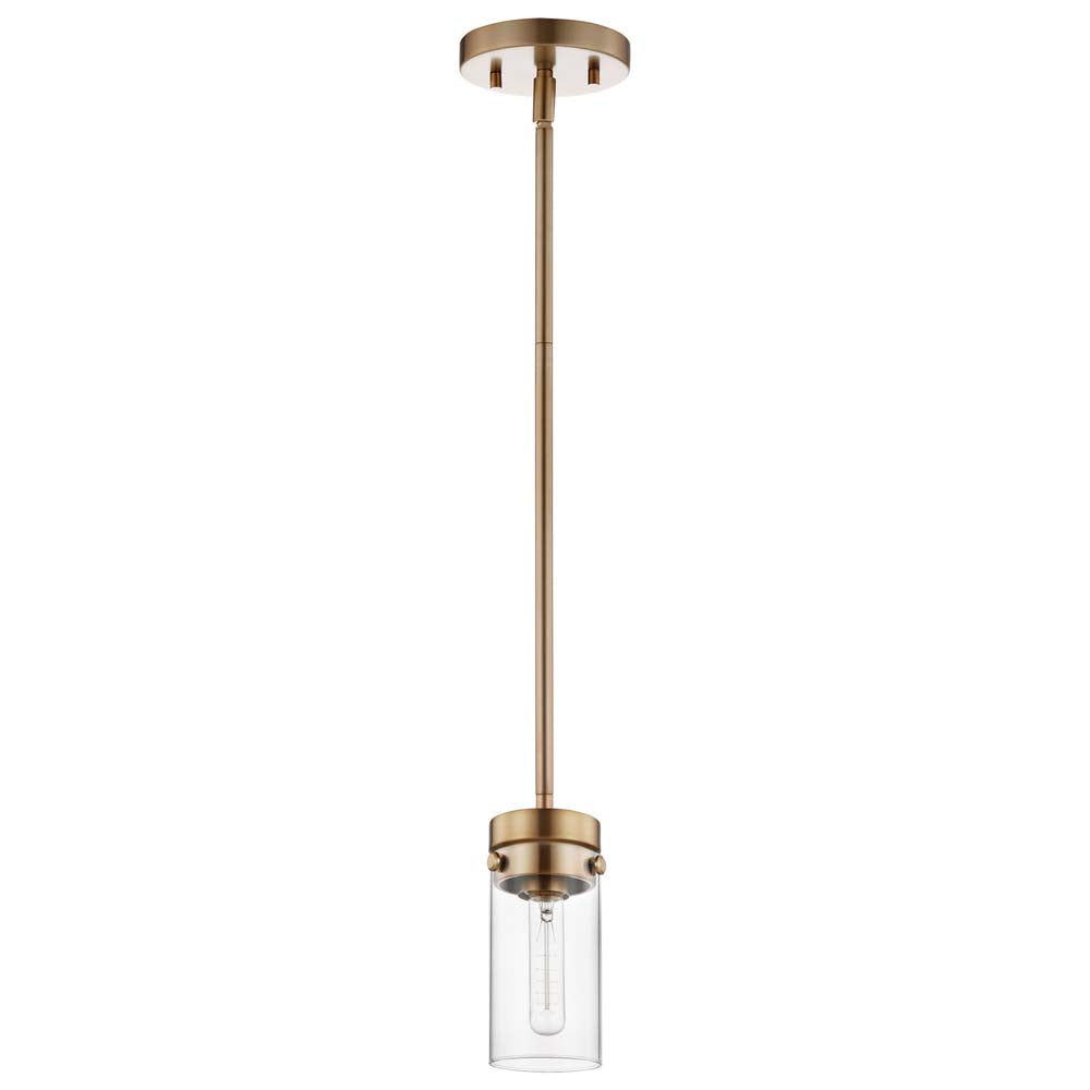 Intersection 1-Light Mini Pendant Burnished Brass with Clear Glass