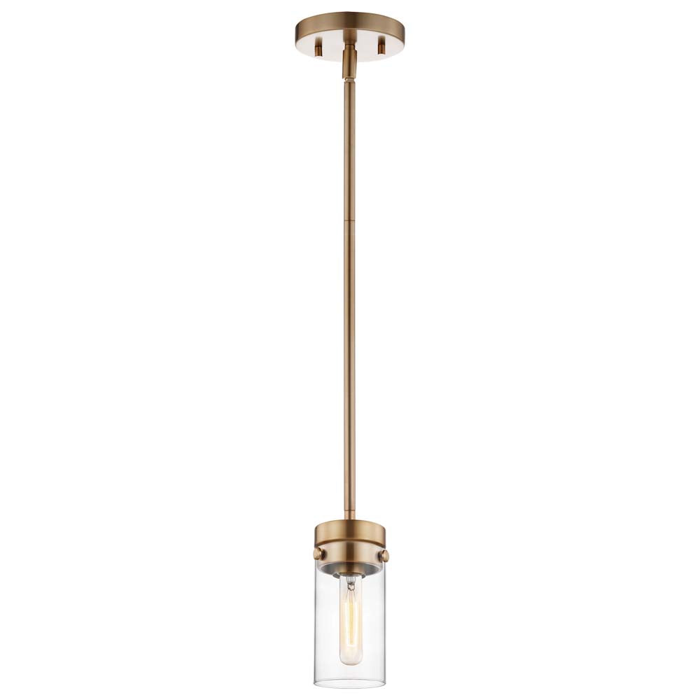 Intersection 1-Light Mini Pendant Burnished Brass with Clear Glass