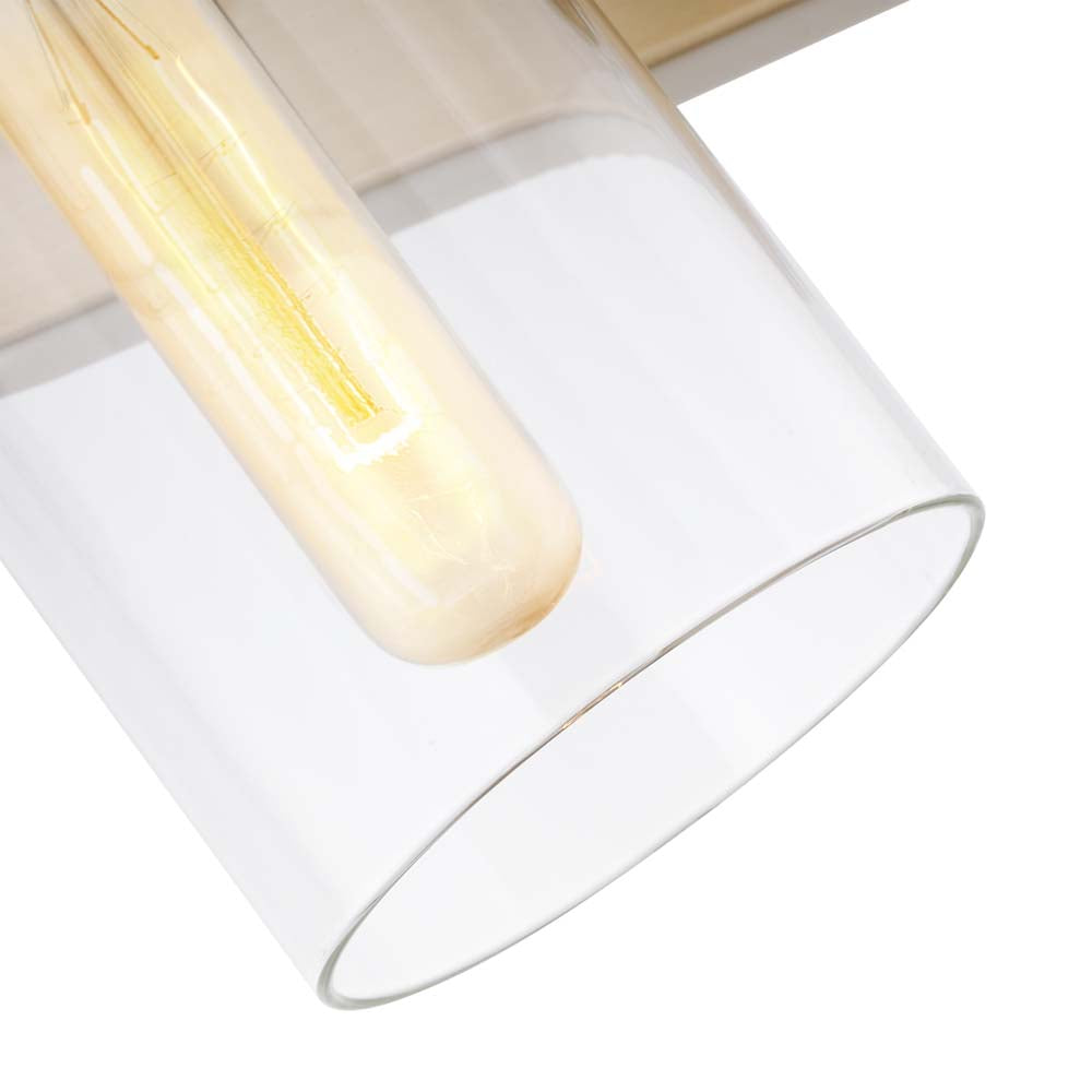 Intersection 2-Light Vanity Burnished Brass with Clear Glass