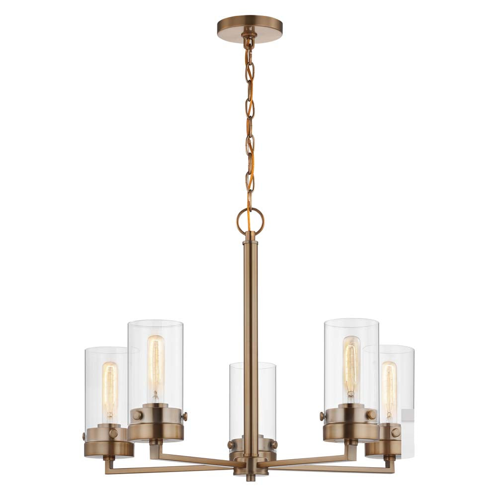 Intersection 5-Light Chandelier Burnished Brass with Clear Glass