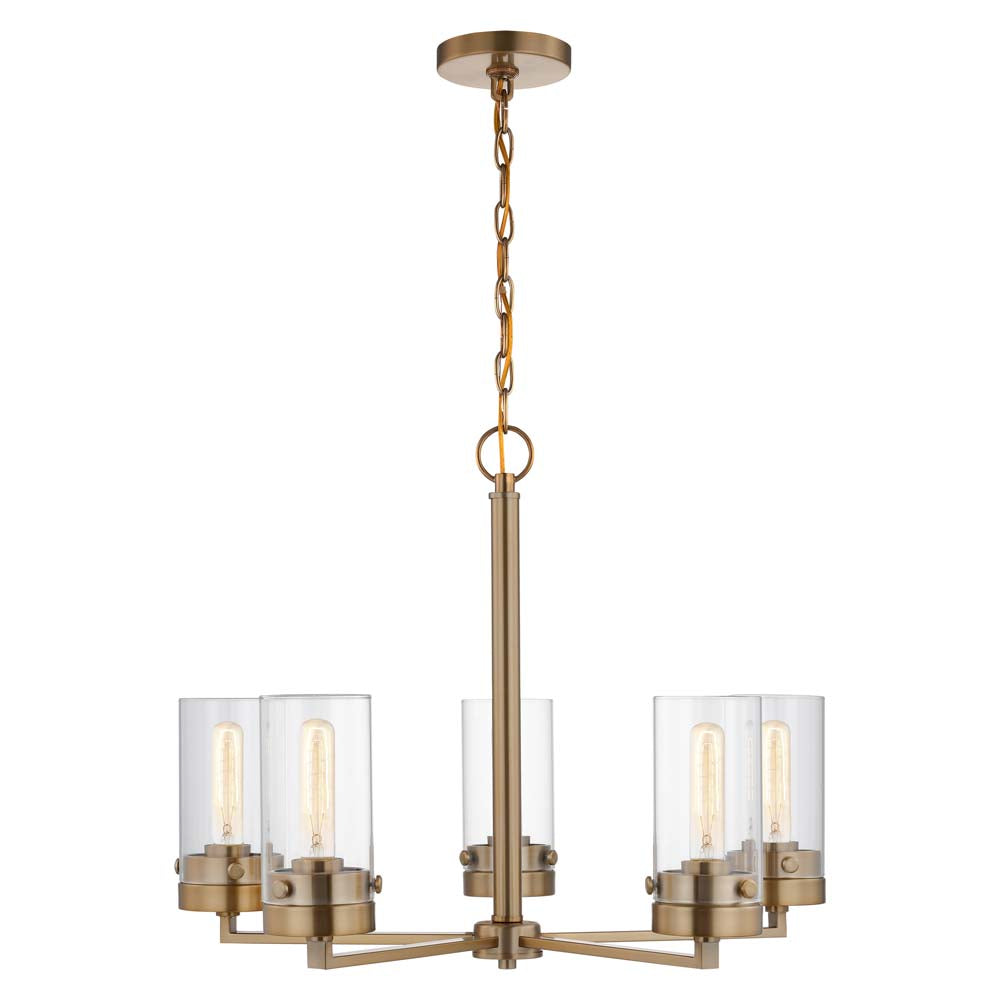 Intersection 5-Light Chandelier Burnished Brass with Clear Glass
