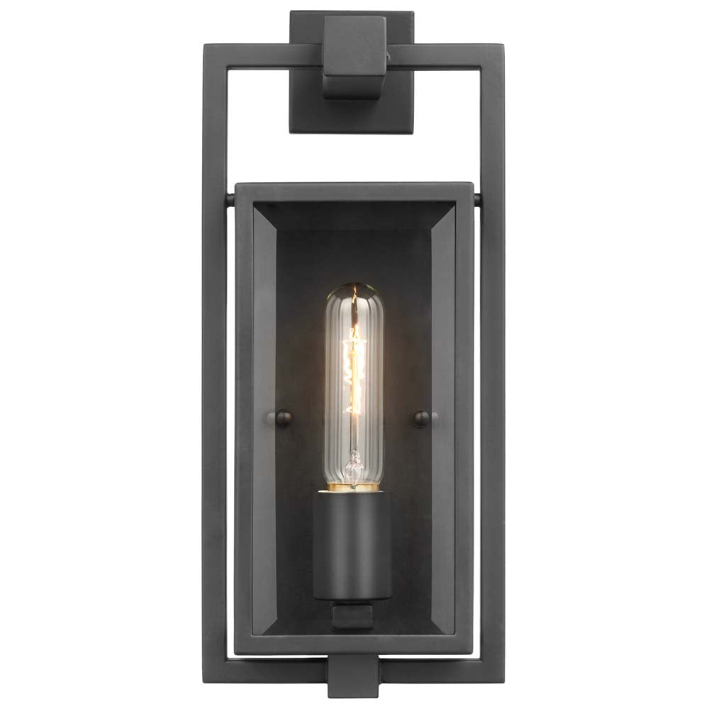 Exhibit Small Wall Lantern Matte Black w/ Clear Beveled Glass