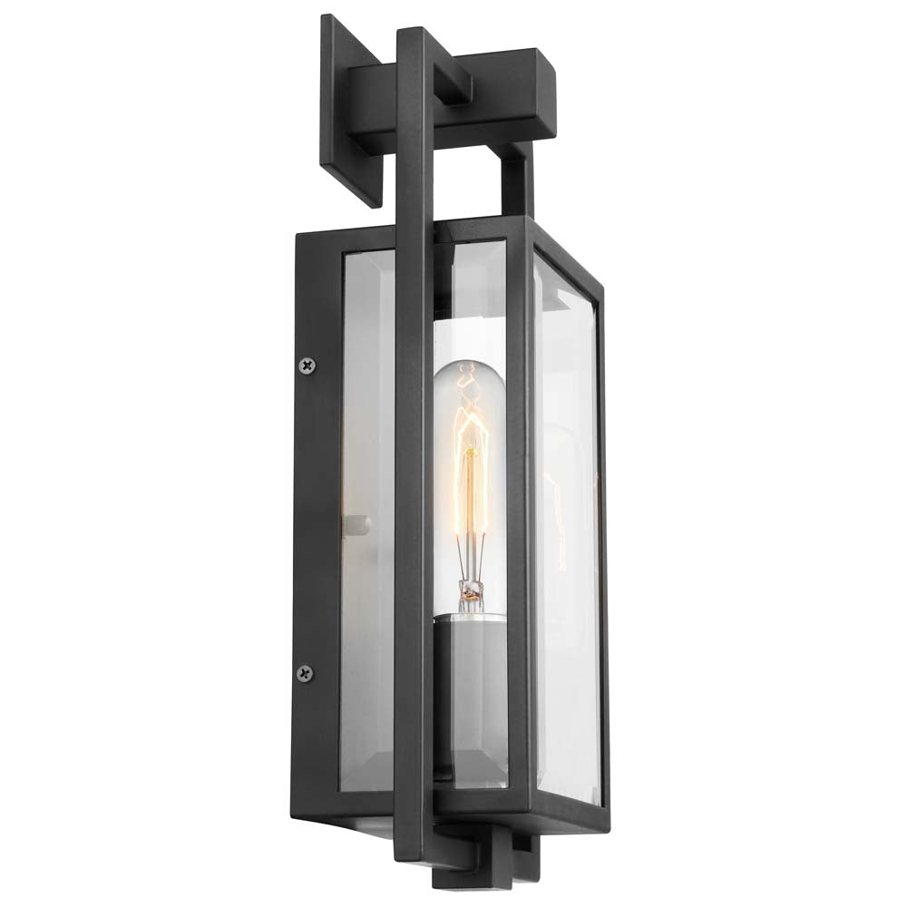 Exhibit Small Wall Lantern Matte Black w/ Clear Beveled Glass