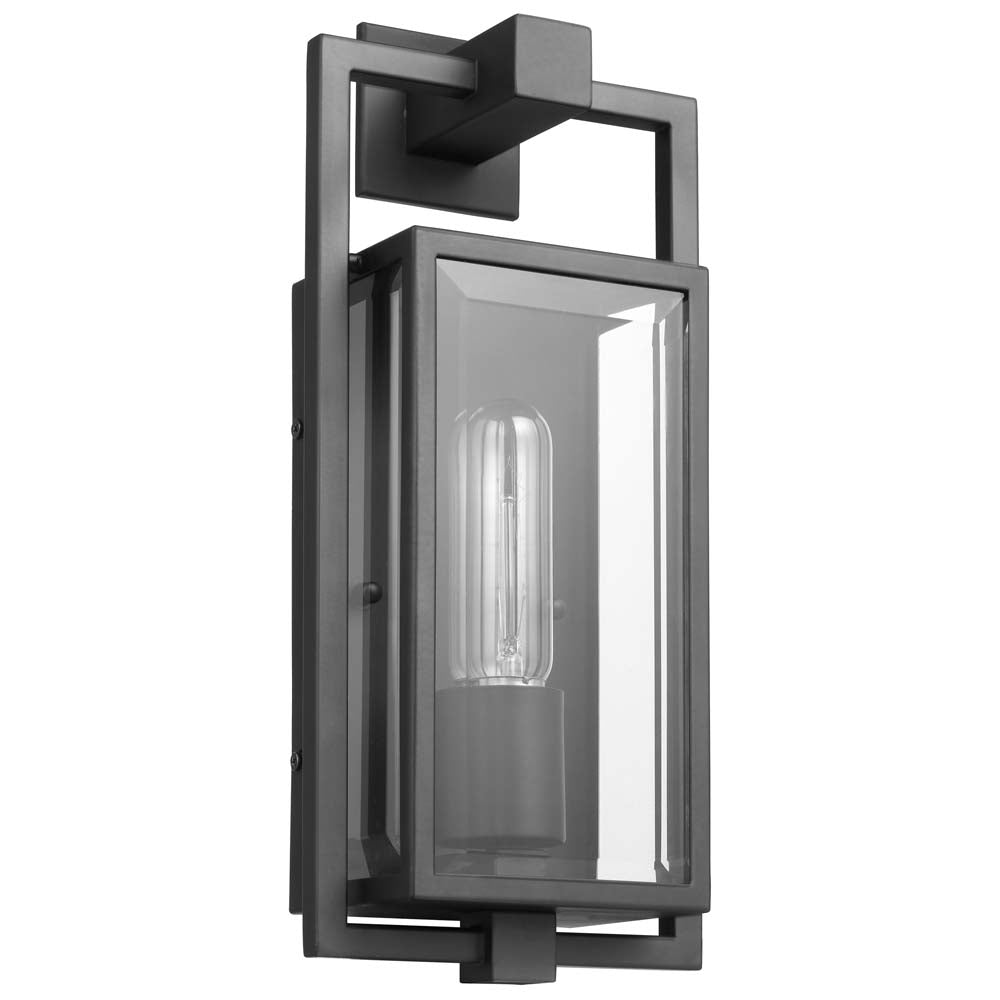 Exhibit Small Wall Lantern Matte Black w/ Clear Beveled Glass