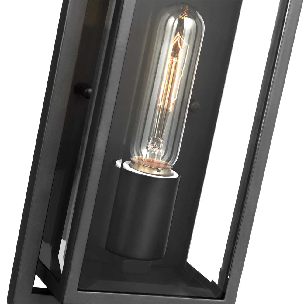 Exhibit Small Wall Lantern Matte Black w/ Clear Beveled Glass