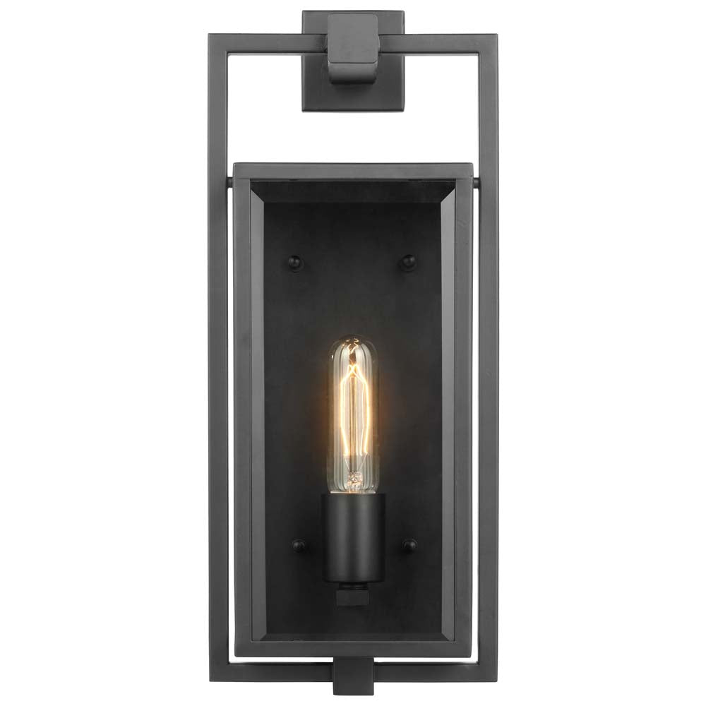 Exhibit Medium Wall Lantern Matte Black w/ Clear Beveled Glass