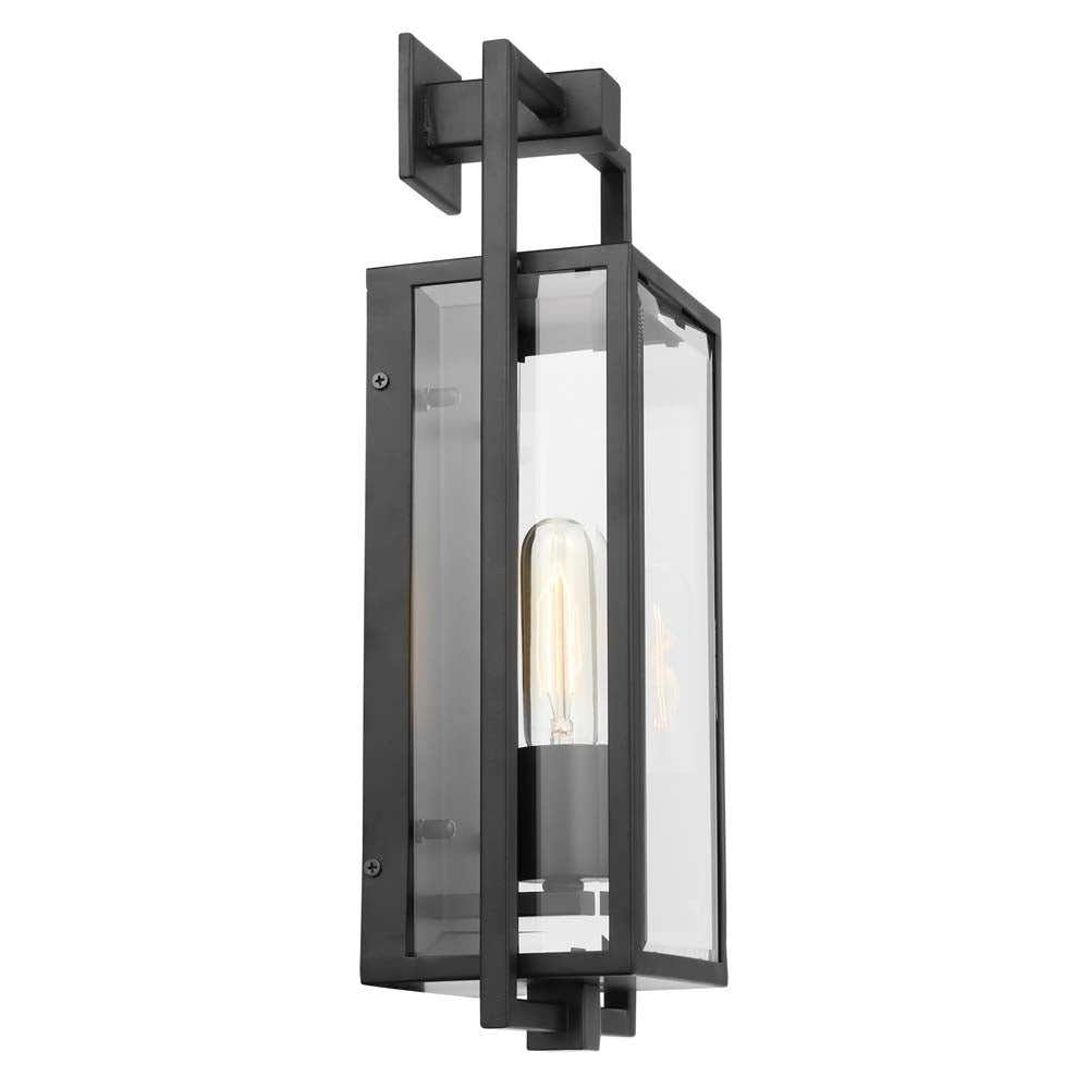 Exhibit Medium Wall Lantern Matte Black w/ Clear Beveled Glass