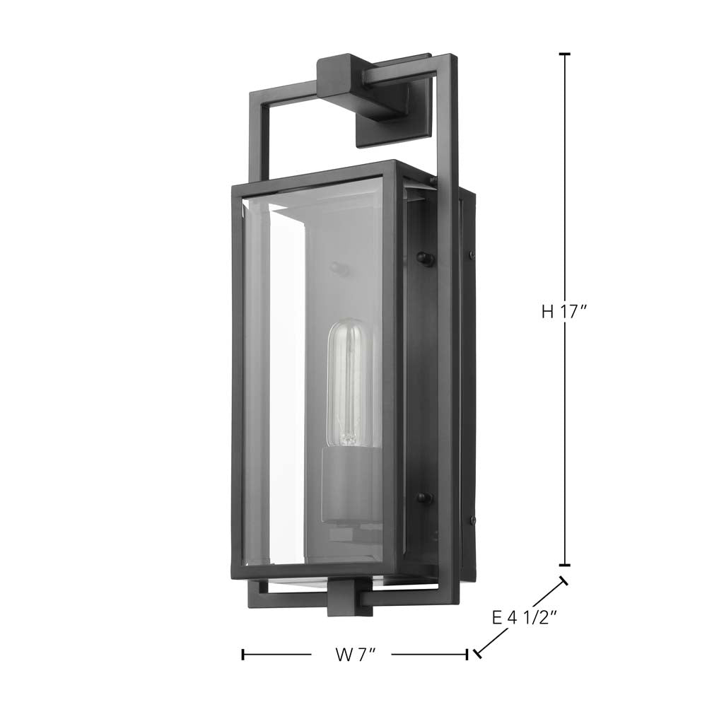 Exhibit Medium Wall Lantern Matte Black w/ Clear Beveled Glass
