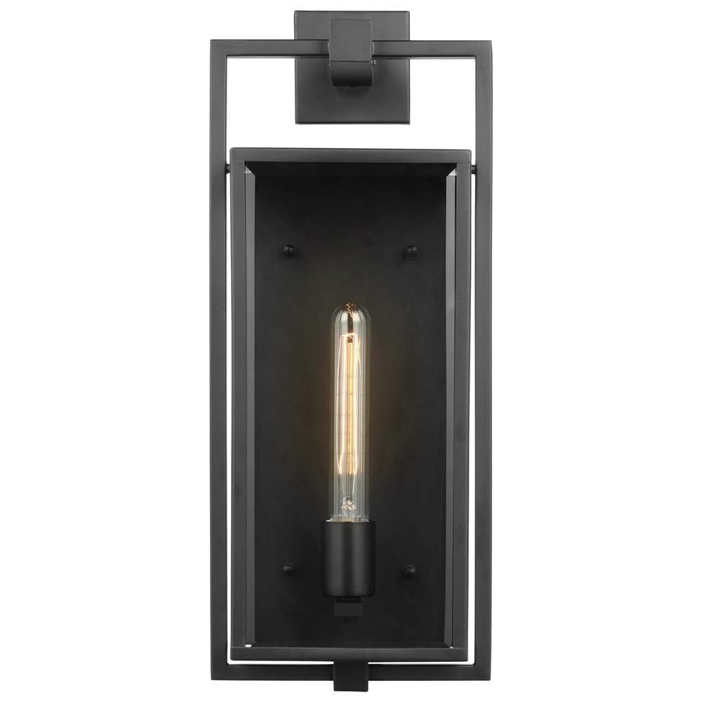 Exhibit Large Wall Lantern Matte Black w/ Clear Beveled Glass