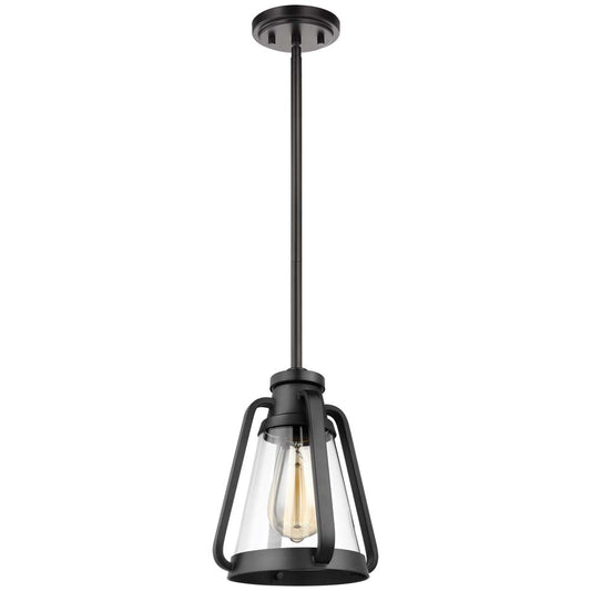 Everett 7-in Mini Pendant Matte Black Finish with Clear Glass