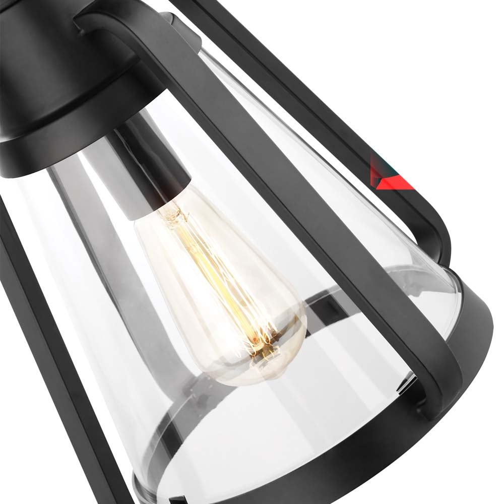 Everett 1-Light 10-in Pendant Matte Black with Clear Glass