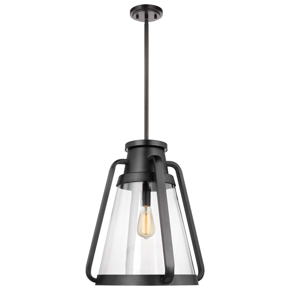 Everett 1-Light 18-in Pendant Matte Black with Clear Glass