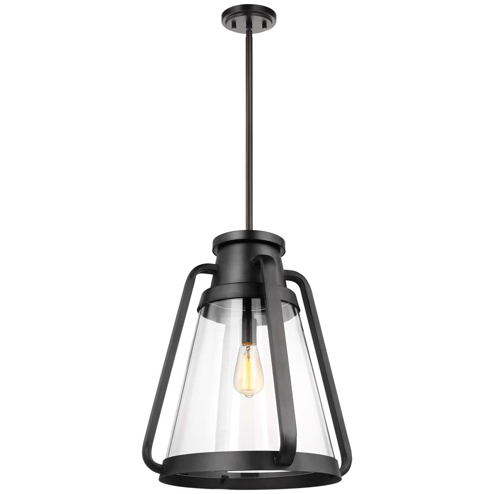 Everett 1-Light 18-in Pendant Matte Black with Clear Glass