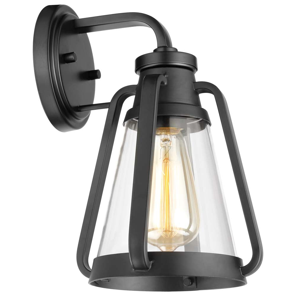 Everett 1-Light Small Wall Sconce Matte Black with Clear Glass