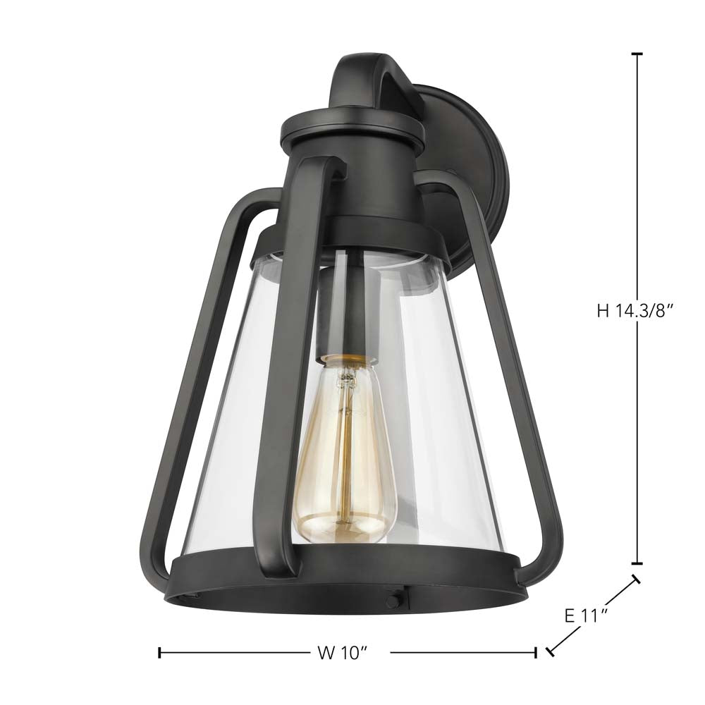 Everett 1-Light Large Wall Sconce Matte Black with Clear Glass