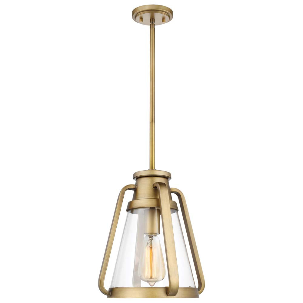 Everett 1-Light 10-in Pendant Natural Brass with Clear Glass