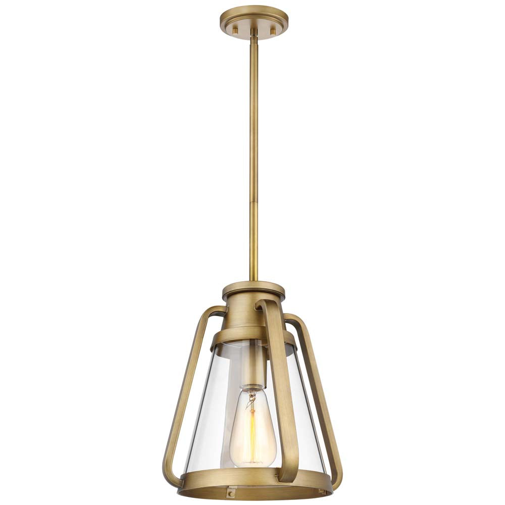 Everett 1-Light 10-in Pendant Natural Brass with Clear Glass
