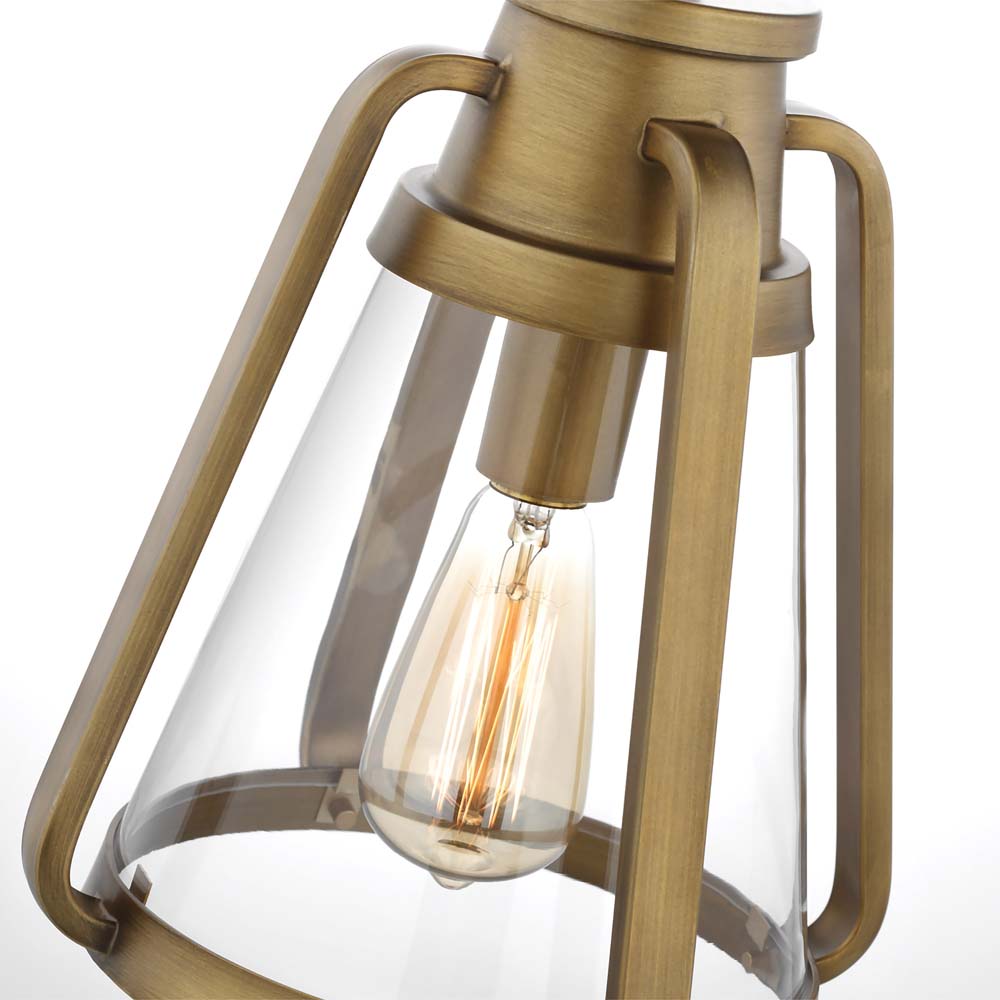Everett 1-Light 10-in Pendant Natural Brass with Clear Glass