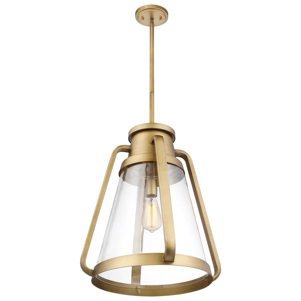 Everett 1-Light 18-in Pendant Natural Brass with Clear Glass