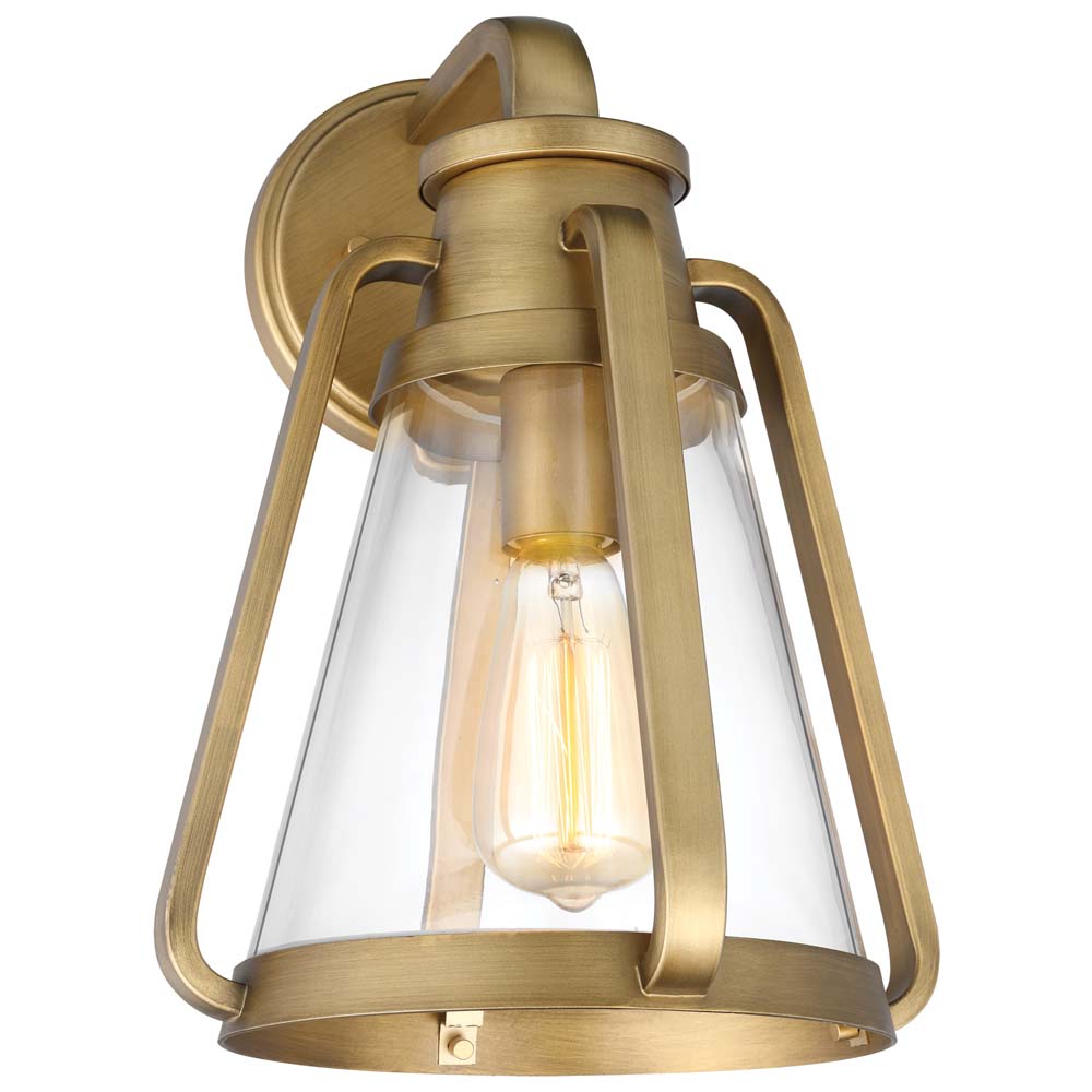 Everett 1-Light Large Wall Sconce Natural Brass with Clear Glass