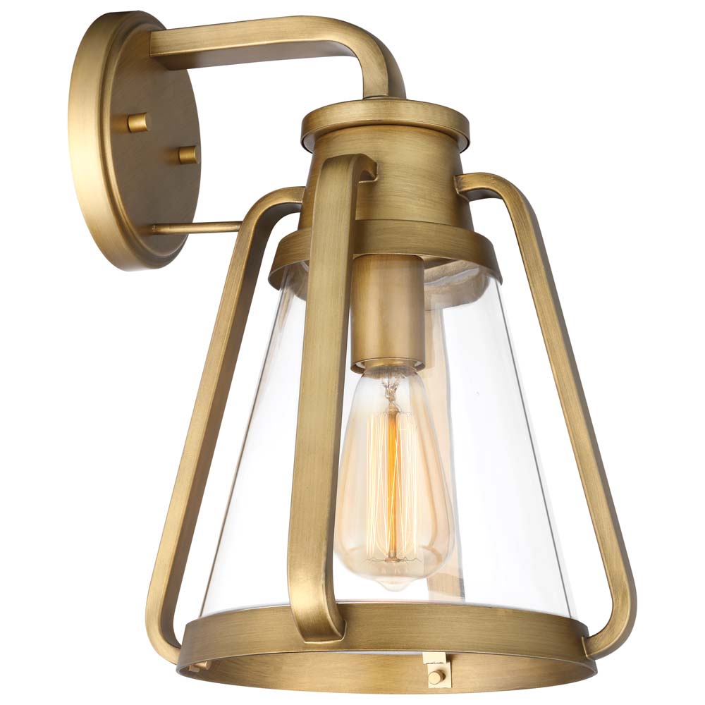 Everett 1-Light Large Wall Sconce Natural Brass with Clear Glass