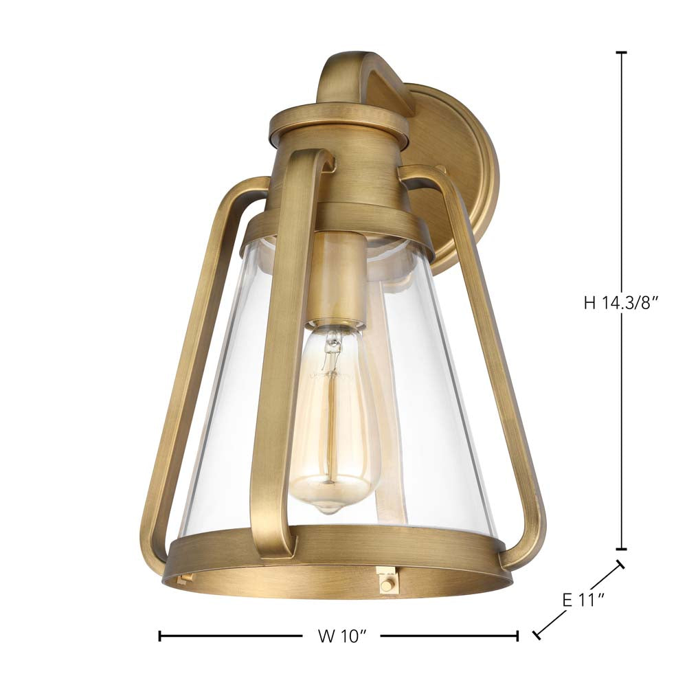 Everett 1-Light Large Wall Sconce Natural Brass with Clear Glass