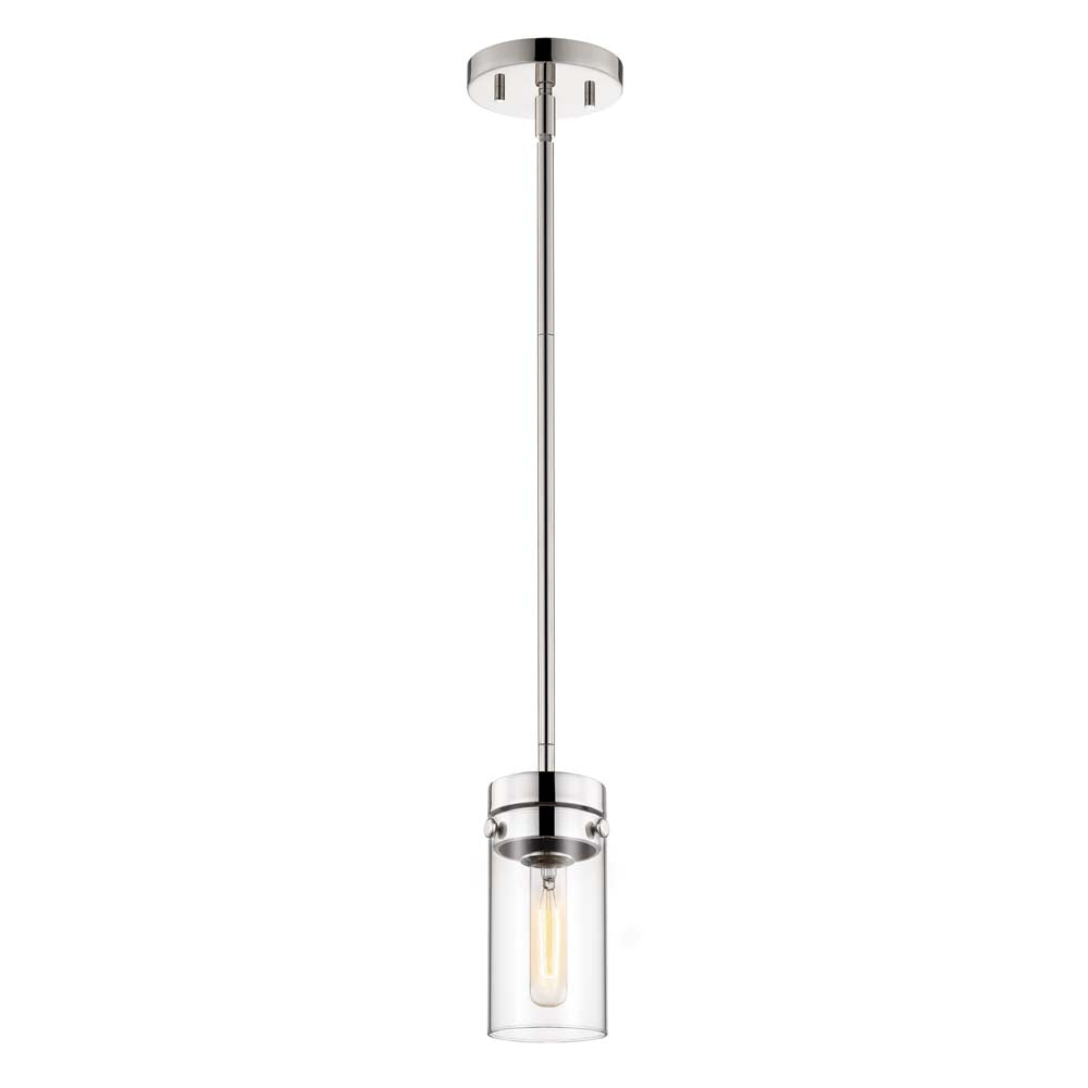 Intersection 1-Light Mini Pendant Polished Nickel with Clear Glass
