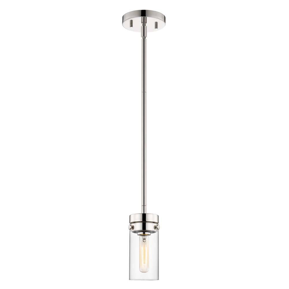 Intersection 1-Light Mini Pendant Polished Nickel with Clear Glass