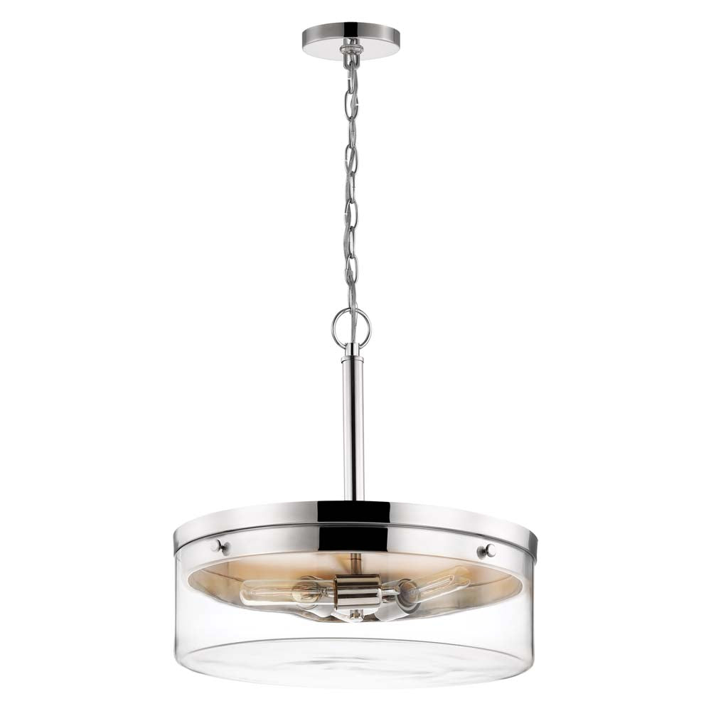 Intersection 3-Light Pendant Polished Nickel with Clear Glass