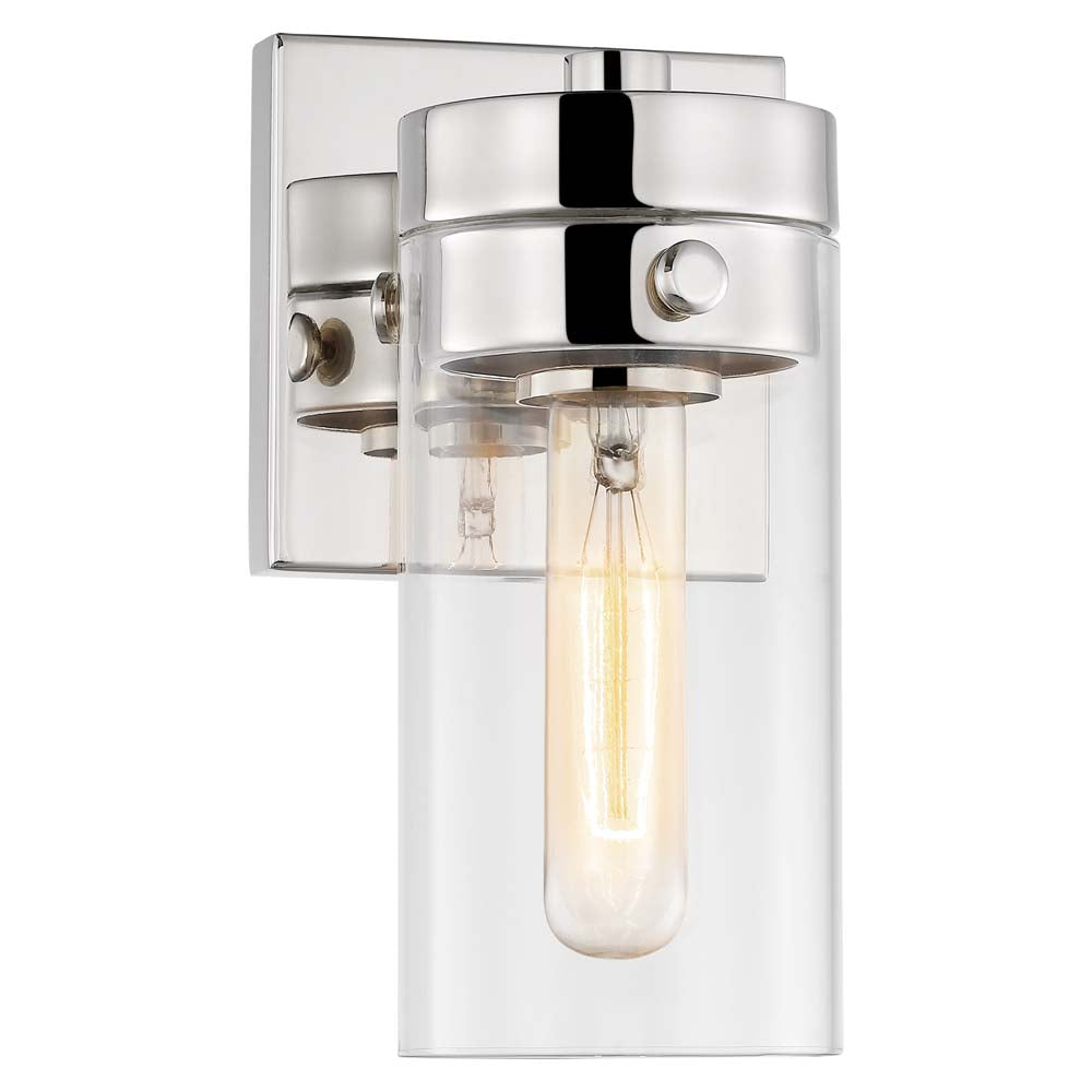 Intersection 1-Light Vanity Polished Nickel with Clear Glass
