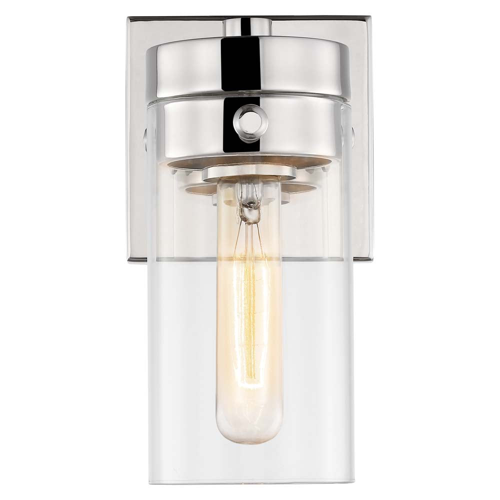 Intersection 1-Light Vanity Polished Nickel with Clear Glass