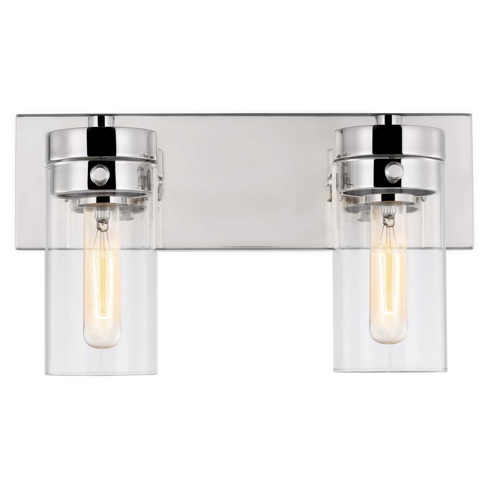 Intersection 2-Light Vanity Polished Nickel with Clear Glass
