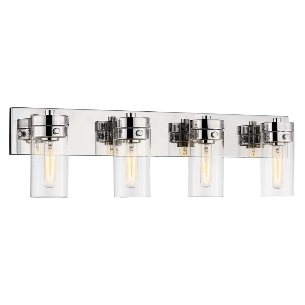 Intersection 4-Light Vanity Polished Nickel with Clear Glass