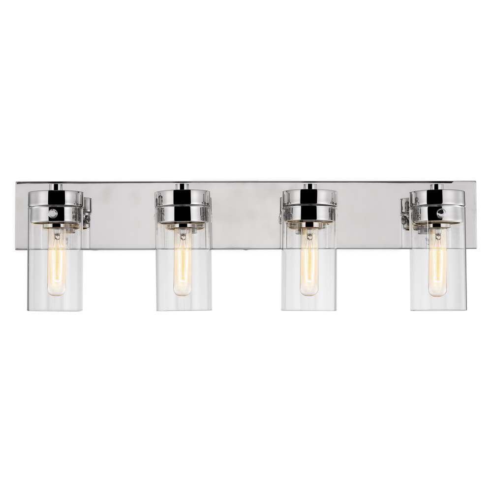 Intersection 4-Light Vanity Polished Nickel with Clear Glass