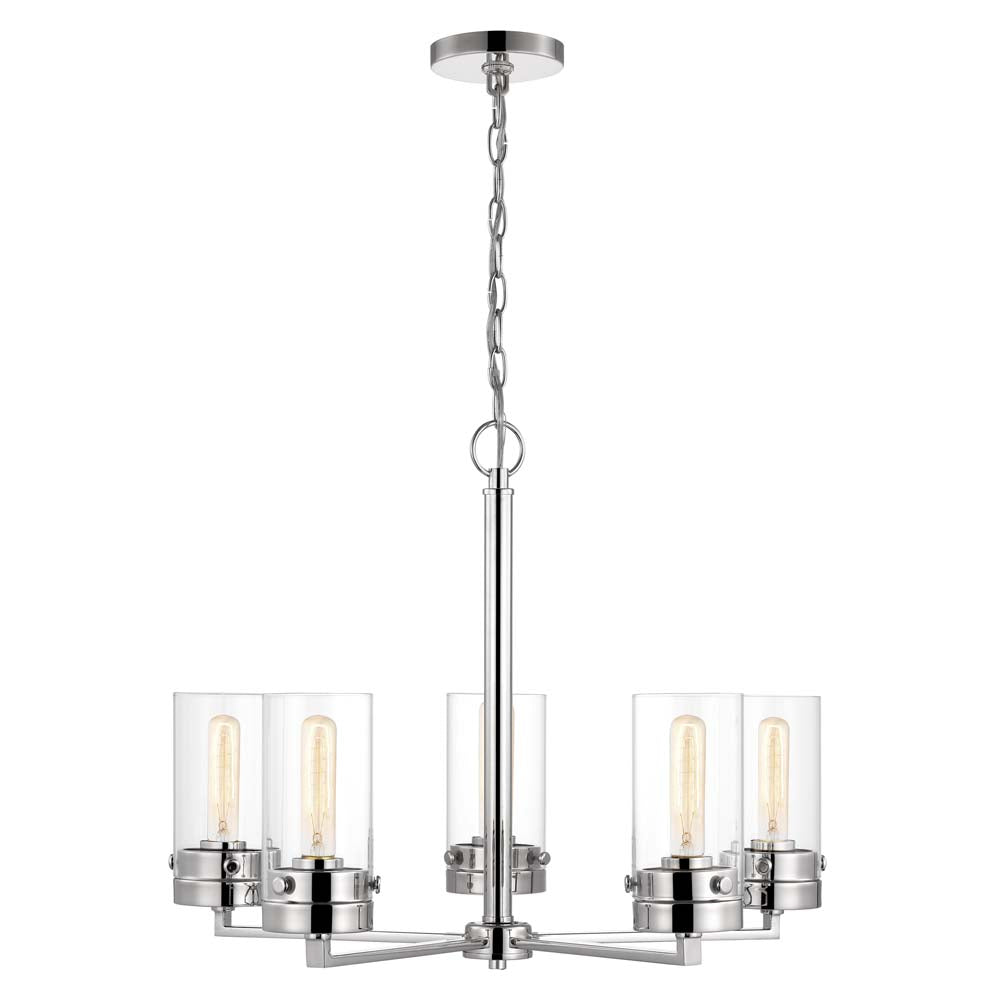 Intersection 5-Light Chandelier Polished Nickel with Clear Glass