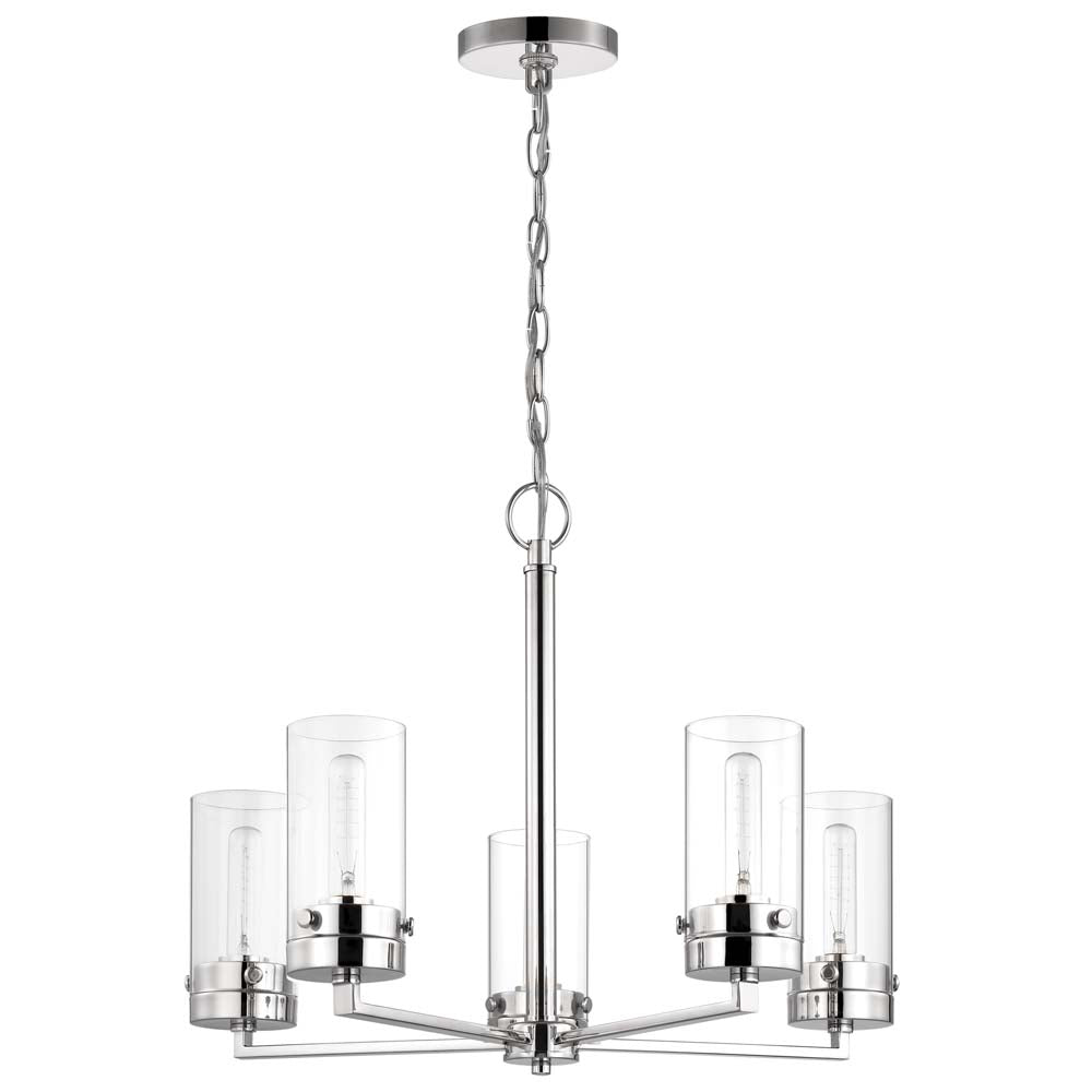 Intersection 5-Light Chandelier Polished Nickel with Clear Glass