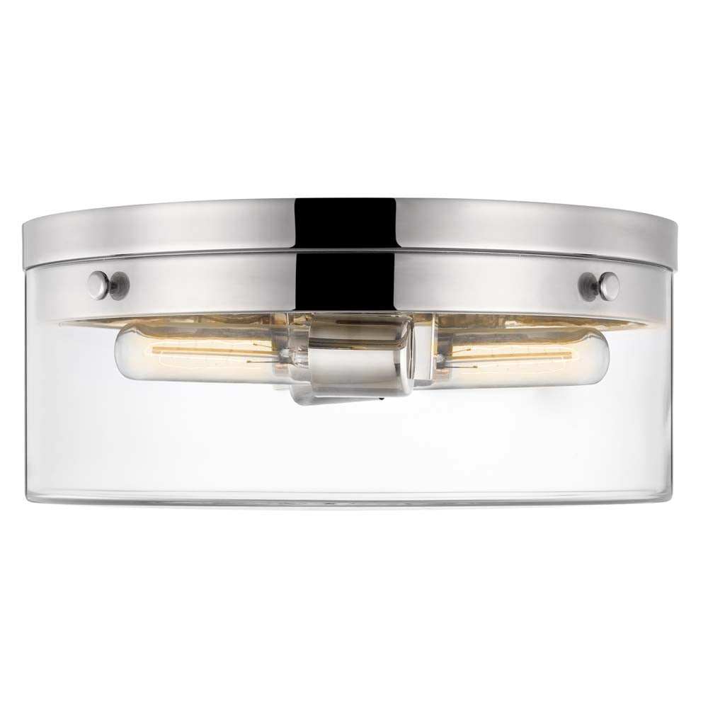 Intersection 60w Small Flush Mount Fixture Polished Nickel w/ Clear Glass