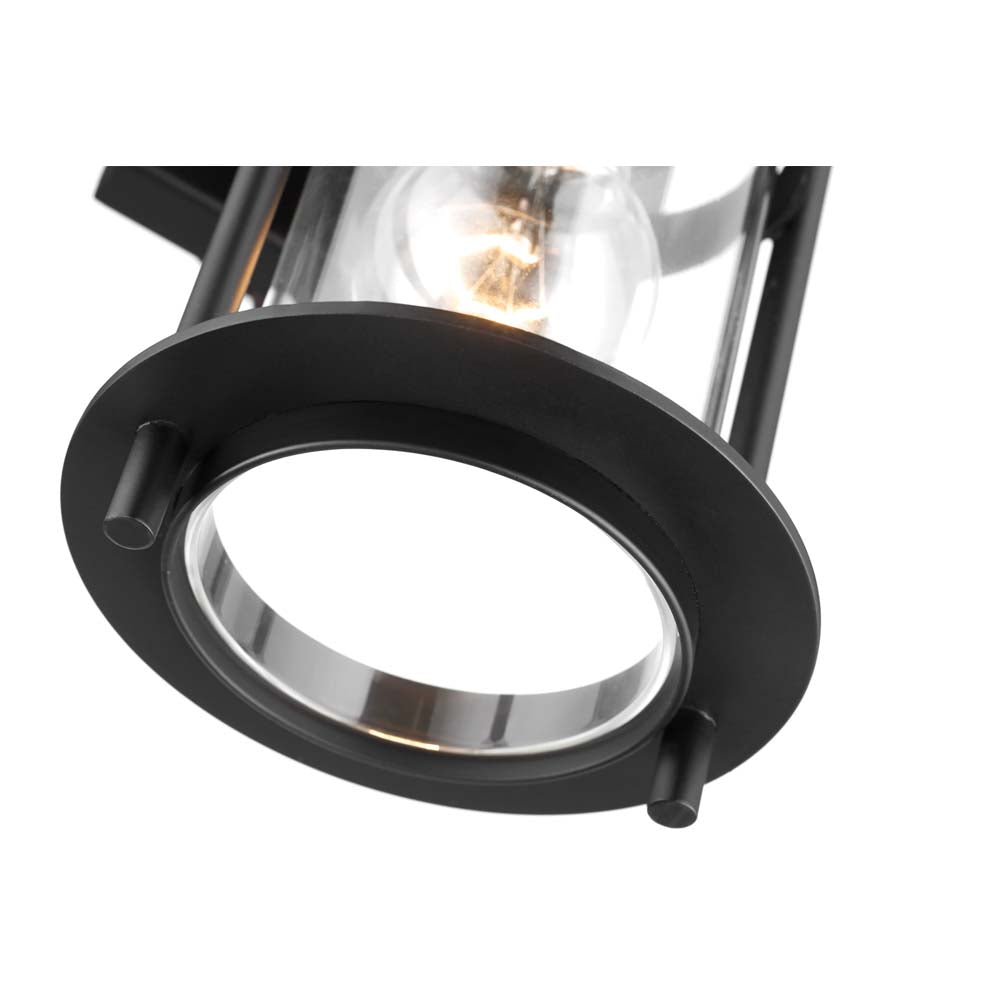 Bracer Small Wall Lantern Matte Black Finish w/ Clear Glass