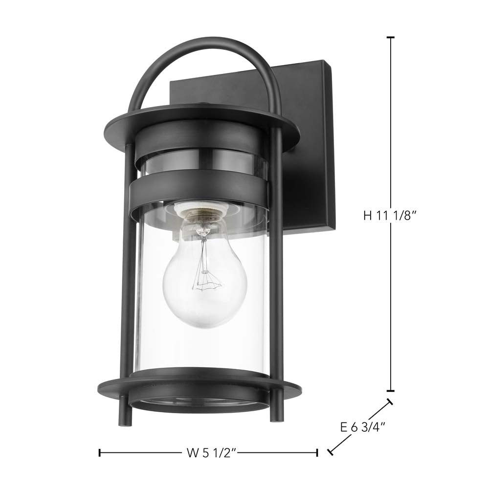 Bracer Small Wall Lantern Matte Black Finish w/ Clear Glass