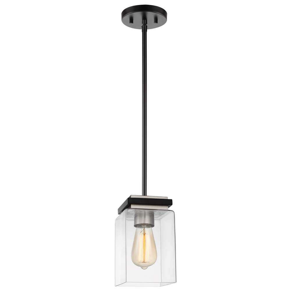 Crossroads 1-Light Mini Pendant Matte Black with Clear Glass