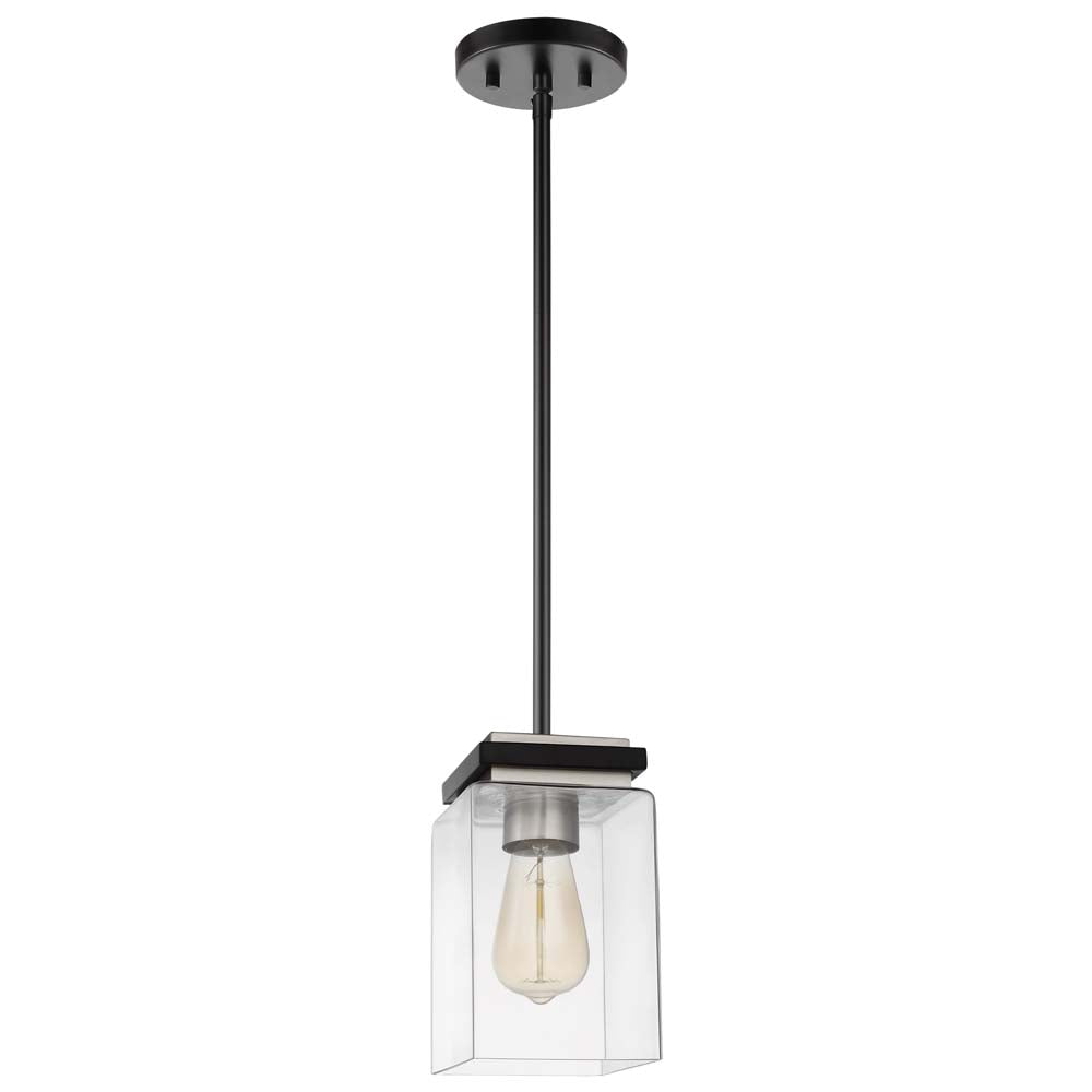 Crossroads 1-Light Mini Pendant Matte Black with Clear Glass