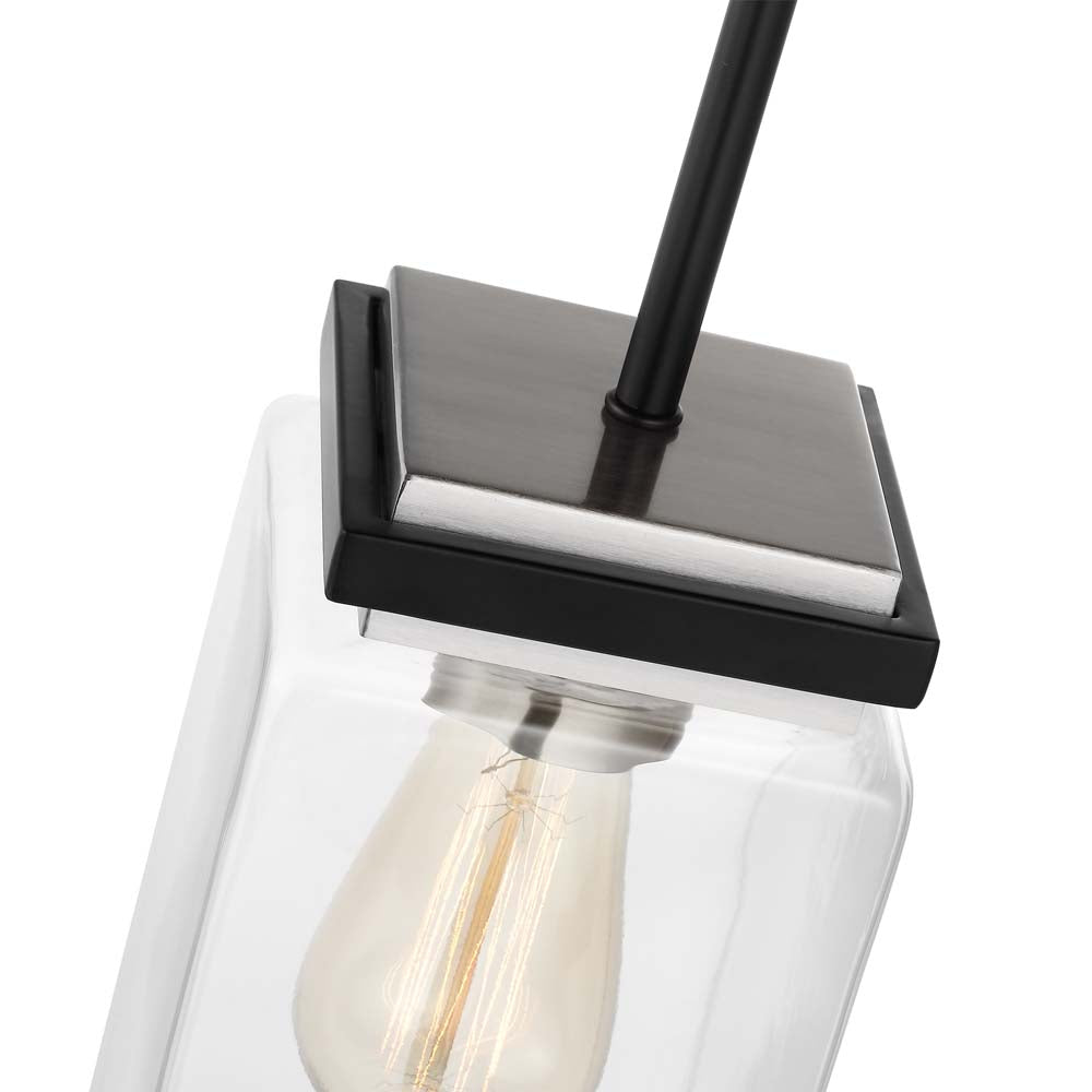 Crossroads 1-Light Mini Pendant Matte Black with Clear Glass