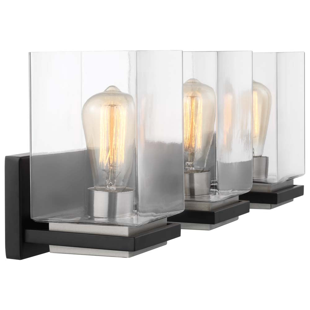 Crossroads 3-Light Vanity Matte Black with Clear Glass