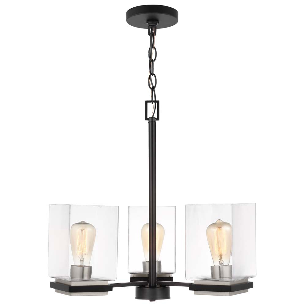 Crossroads 3-Light Chandelier Matte Black with Clear Glass
