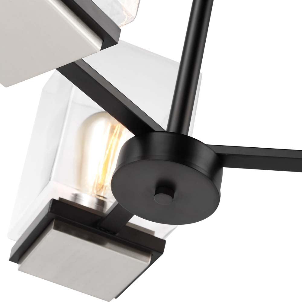 Crossroads 3-Light Chandelier Matte Black with Clear Glass